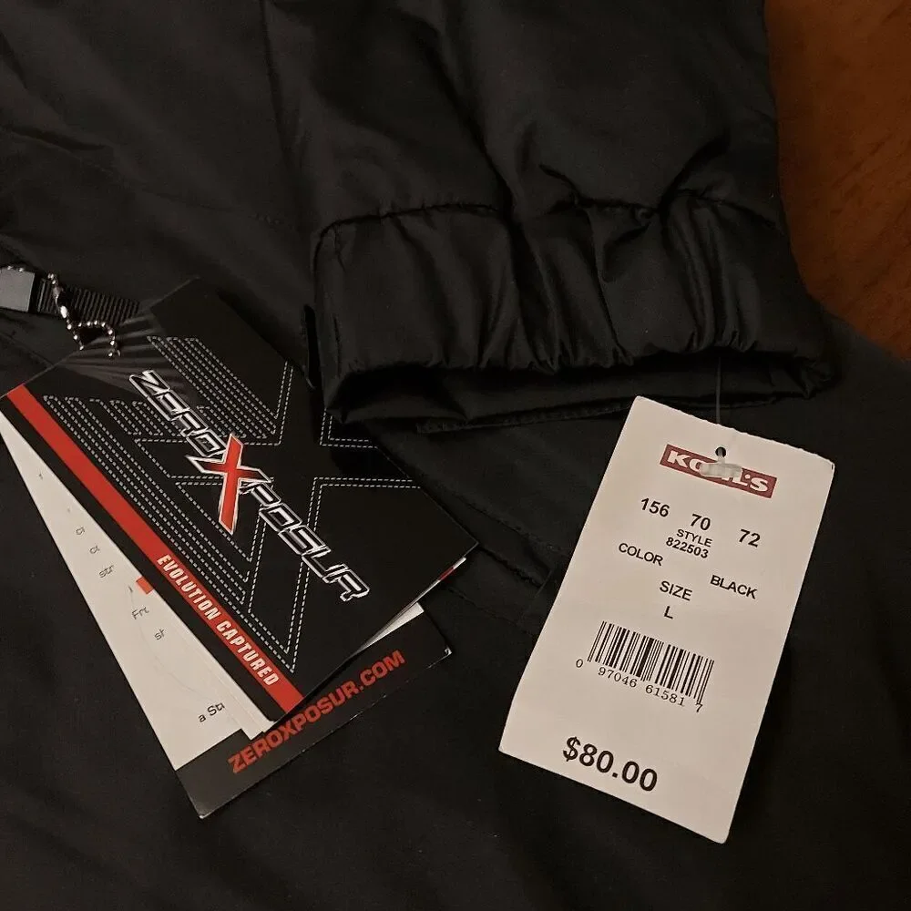ZeroXposur Water Repellent Full Zip Jacket With Hood Black Grey Men's Size L